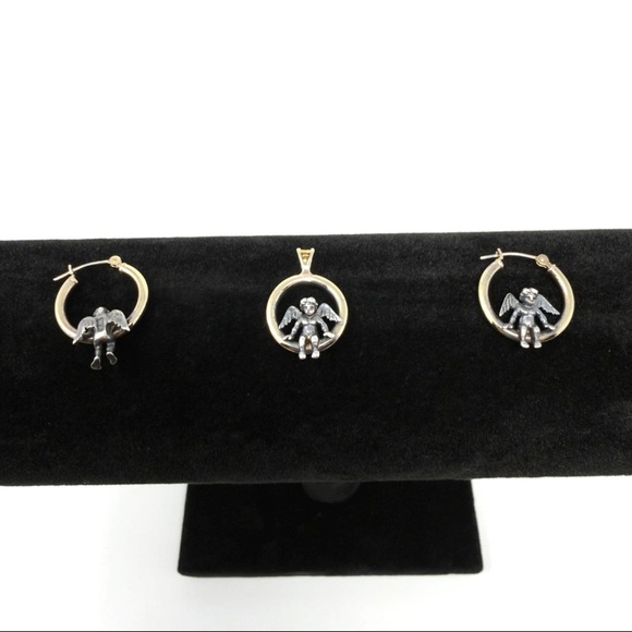 Peter Brams 14K Gold 925 Cherub Angel Jewelry Set Women - Picture 9 of 9